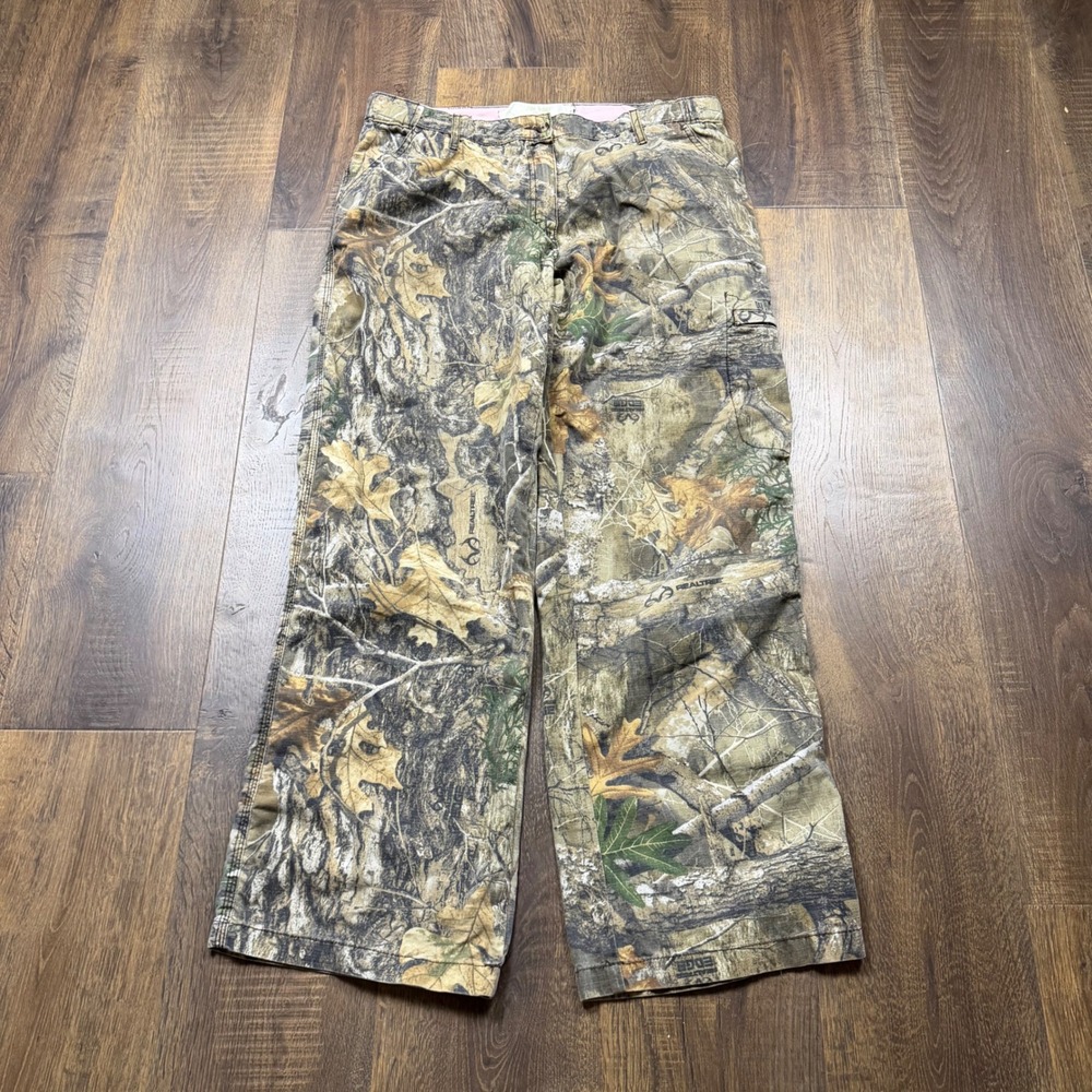 Y2K Rustic Ridge Men's L Realtree Camo Cargo Hunting Pants Fits 34x31 Wide Leg